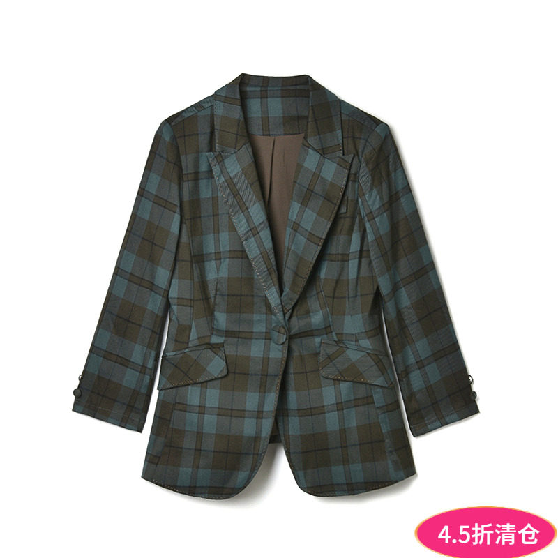 Outlets专柜撤柜正品 深圳南油NY秋装新款复古格纹上衣西装外套女,女装/女士精品,短外套,淘宝优惠券,粉丝福利购,淘宝优惠卷