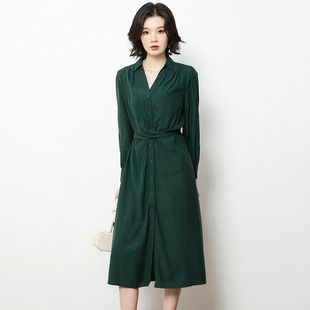 Outlets专柜撤柜正品 南油N系列秋装新款含天丝气质中长裙连衣裙