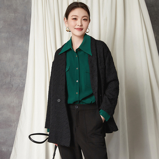 含绵羊毛九分袖 新款 上衣两粒扣外套女 YC秋装 Outlets专柜撤柜正品