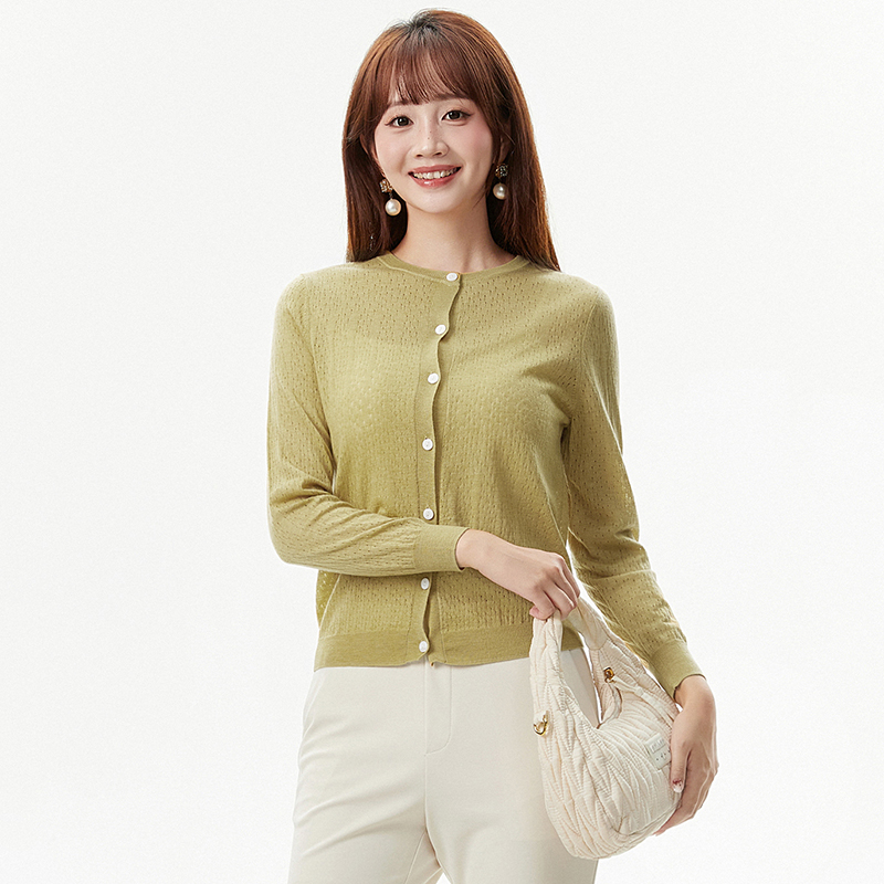 气质长袖上衣单排扣针织衫
