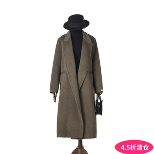 奥莱专柜正品 HZ冬装2025新款 含绵羊毛双面尼毛呢外套开衫大衣女