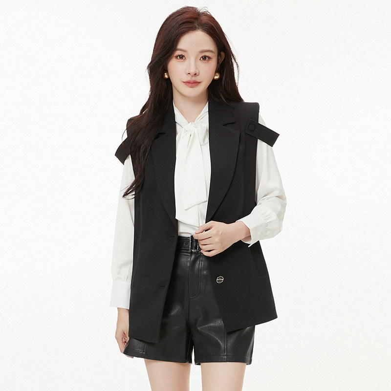 2025年秋Outlets正品 高端LR系列通勤纯色上衣宽松显瘦西装马夹女