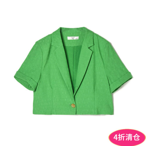 时尚高腰减龄短袖短外套