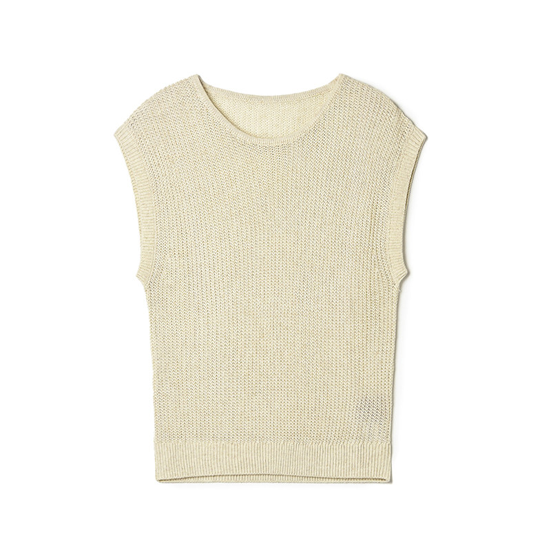 2025年秋装Outlets专柜 SY系列套头圆领无袖上衣弹力修身针织衫女