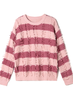 奥莱专柜正品 GMS冬装2025新款可爱活泼条纹上衣含羊毛微弹毛衣女