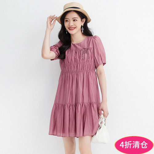 温婉气质中裙连衣裙女