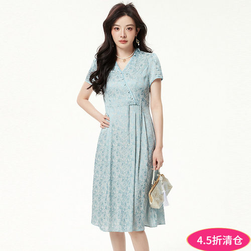 优雅端庄中长连衣裙女