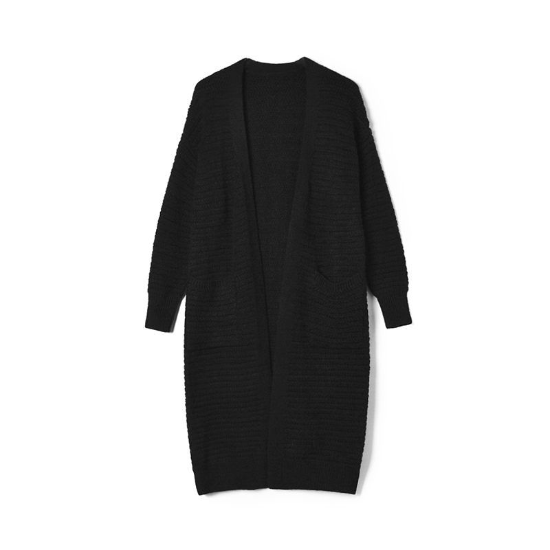 加长款九分袖开衫针织外套