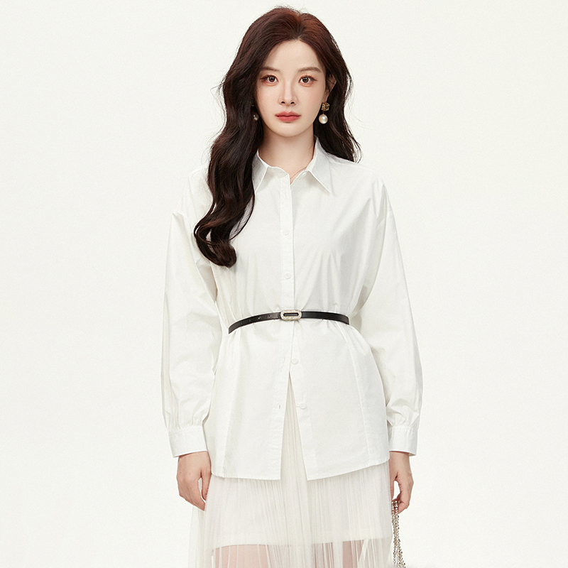通勤棉质上衣单排扣衬衫