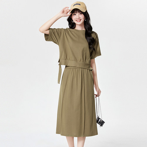 短上衣+中长裙两件套装