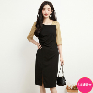 优雅修身 奥莱专柜撤柜正品 法式 新款 中长裙连衣裙 精品汉货HH秋装