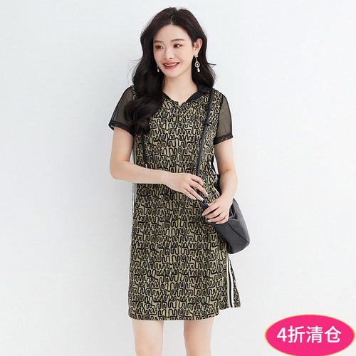拼色连帽休闲连衣裙女