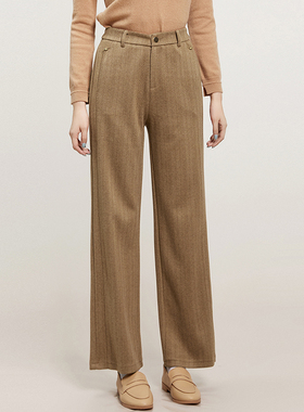 Outlets专柜撤柜正品 AE冬装2025新款一粒扣薄绒微弹呢料休闲裤女