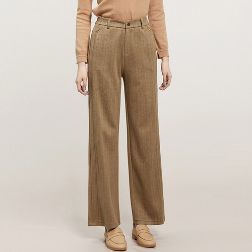 一粒扣长裤呢料休闲裤