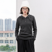 休闲连帽保暖羊毛可开扣毛衣女 新款 奥莱专柜品牌撤柜正品 HZ冬装