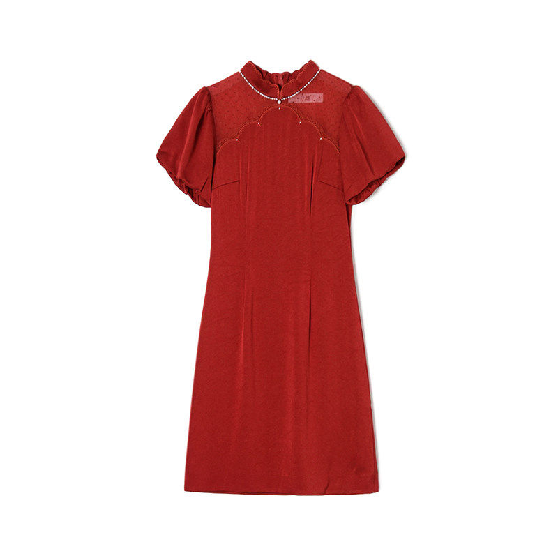 奥莱专柜品牌撤柜正品 GT夏装2026新款 新中式国风短袖立领连衣裙