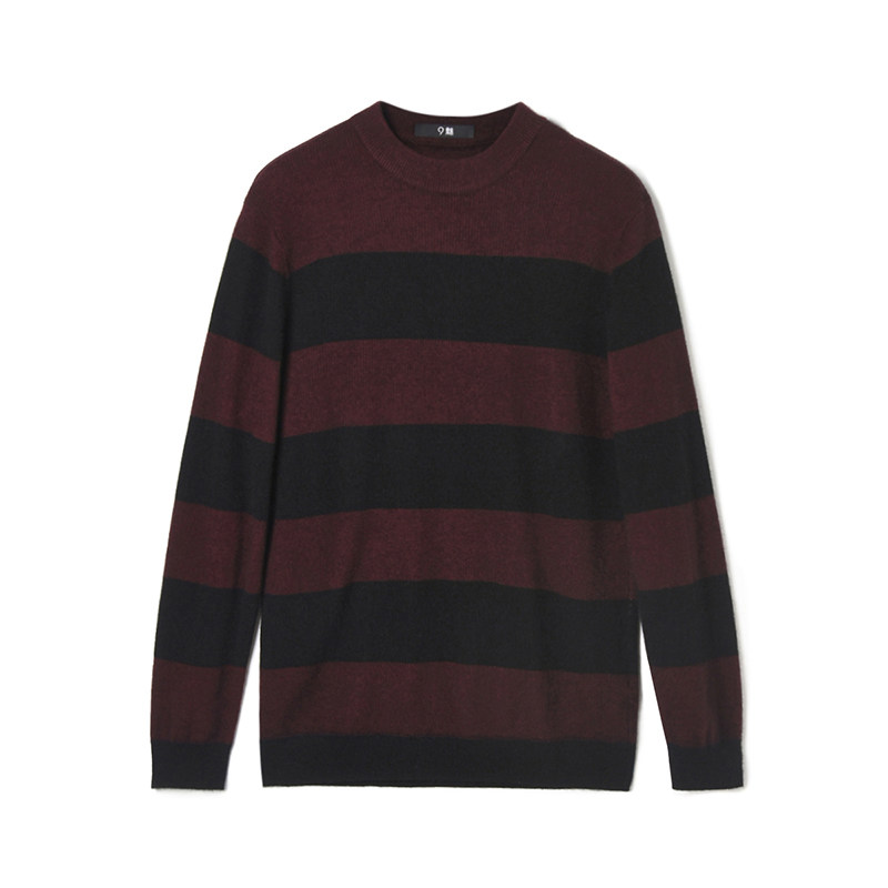 Outlets专柜撤柜正品 ASN冬装男装 撞色条纹外穿内搭上衣微弹毛衣