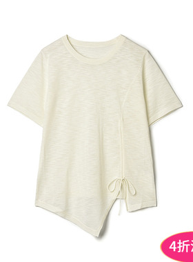 Outlets专柜撤柜正品 SY秋装新款套头短袖上衣不规则下摆针织衫女