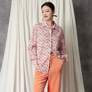 2025年秋Outlets正品 高端YS系列可爱印花图案长袖上衣棉质衬衫女