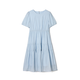 奥莱专柜品牌撤柜正品 HG夏装2025新款 欧若风中长裙一粒扣连衣裙