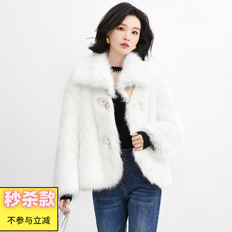 长袖黄金绒大衣毛呢外套