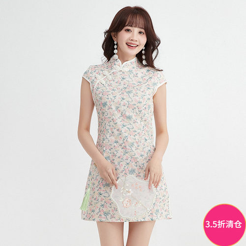 新中式提花显瘦连衣裙