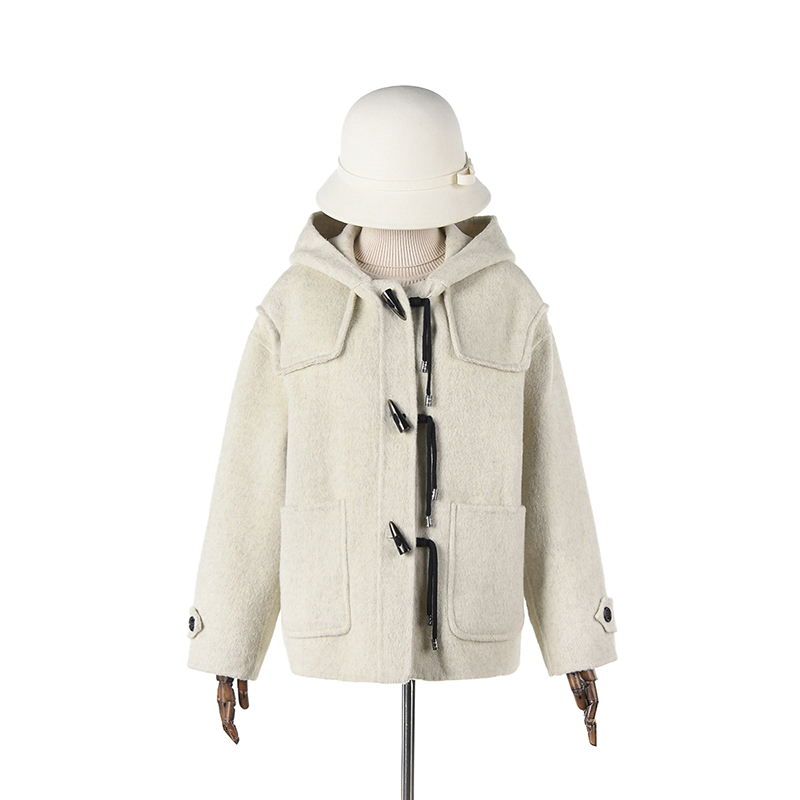 连帽双面尼毛呢外套大衣