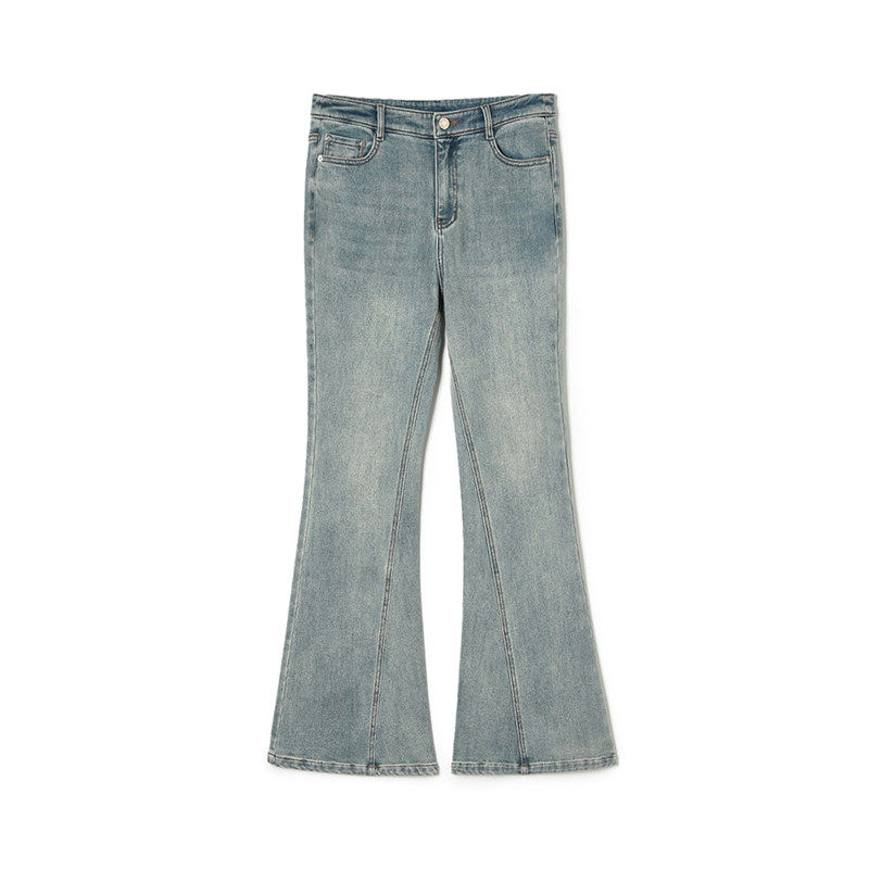 2026年春装Outlets专柜 MN系列水洗颜色微喇长裤修身显瘦牛仔裤女