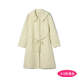 含绵羊毛减龄款 新款 双面尼毛呢外套大衣女 EE冬装 Outlets撤柜正品