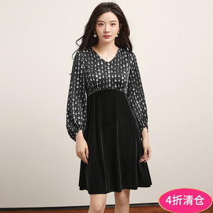 拼接设计感修身 新款 中裙连衣裙 精品汉货HH秋装 奥莱专柜撤柜正品