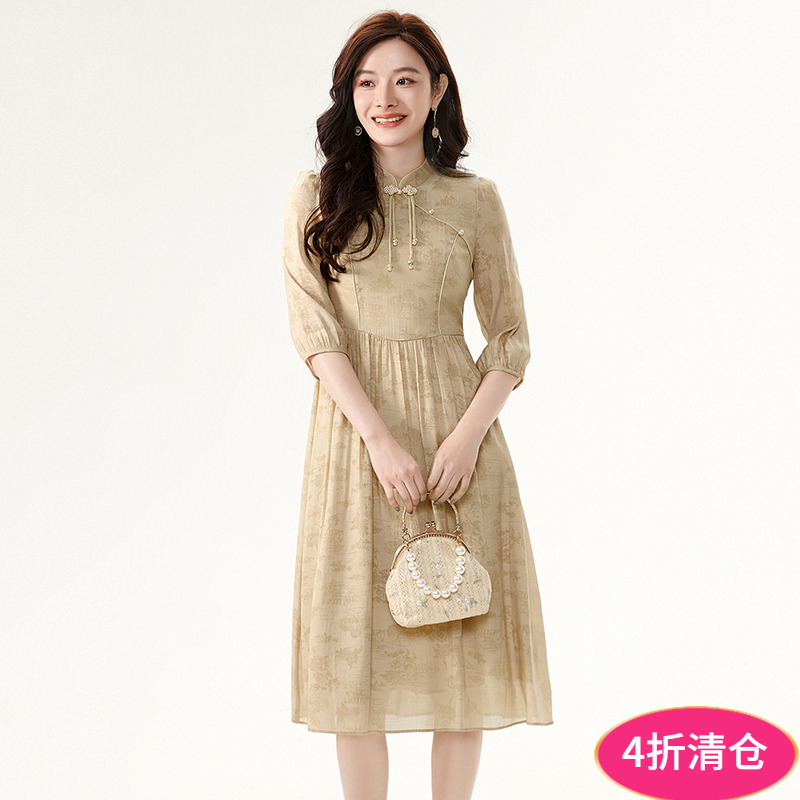 暗纹提花修身气质连衣裙