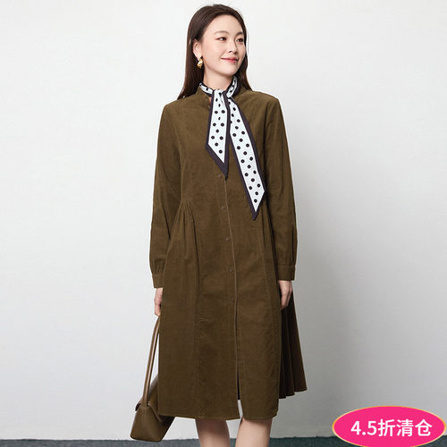 简约气质单排扣连衣裙