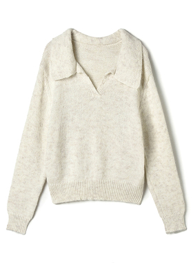 奥莱专柜正品 MS冬装2025新款 温柔翻领上衣可外穿长袖套头毛衣女