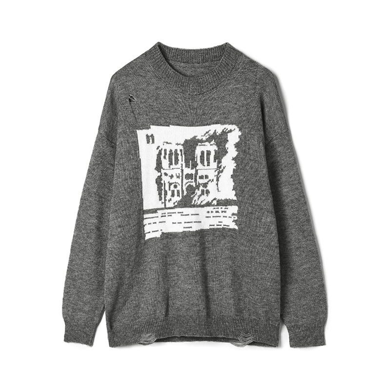 设计感外穿上衣微弹套头毛衣