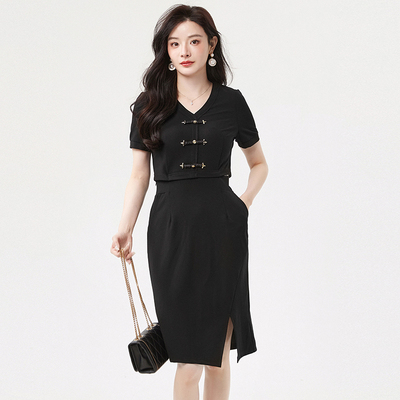 通勤修身职业中裙连衣裙