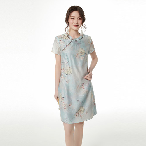 宽松印花短袖连衣裙女