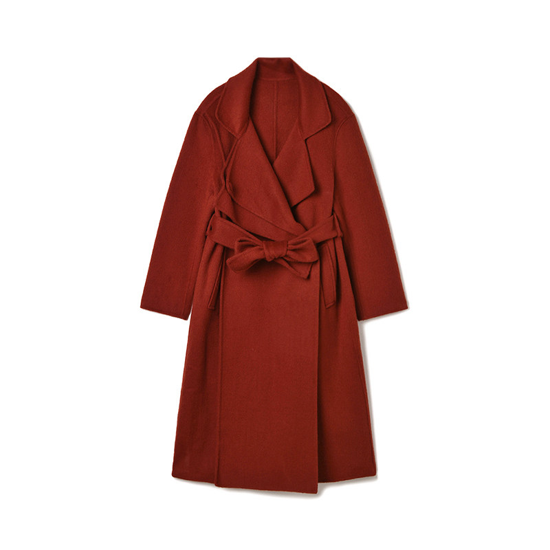 Outlets撤柜正品 RU冬装新款明艳大气含羊毛双面尼毛呢外套大衣女