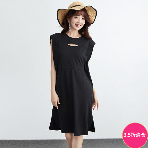 运动风无袖宽松连衣裙
