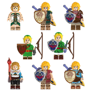 中国积木塞尔达传说系列荒野之息林克公主益智儿童拼插型玩具人仔