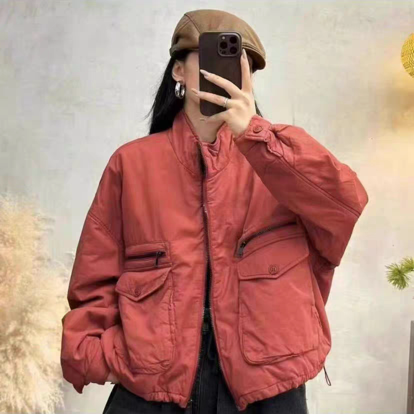 麻衣秋冬装欧货羽绒棉衣女爆款拉链棉服夹棉外套女式百搭立领棉袄