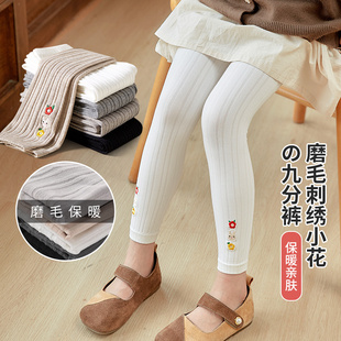 女童打底裤春秋季新款薄绒棉袜儿童连裤袜春款薄绒加厚宝宝九分裤