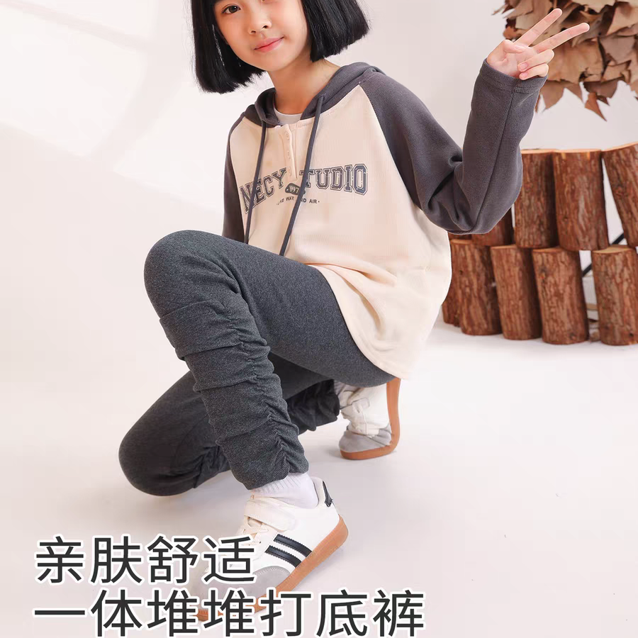 女童打底裤子薄绒堆堆袜儿童春秋