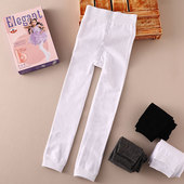 深灰 子女宝宝不连脚黑女童春秋新款 女童打底裤 儿童白色深灰九分裤