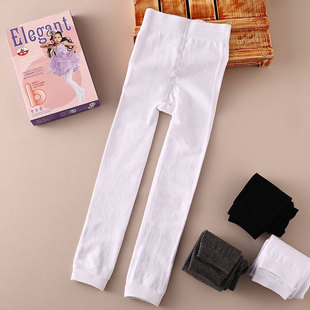 深灰 子女宝宝不连脚黑女童春秋新款 女童打底裤 儿童白色深灰九分裤