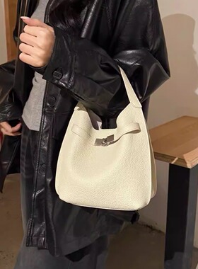 头层牛皮2026新小菜篮凯莉包女时尚经典真皮手拎单肩斜挎背心包潮