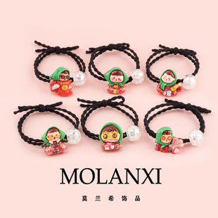 新款 饰发圈扎辫子不伤发皮筋发饰 网红卡通人物头绳女可爱珠子装