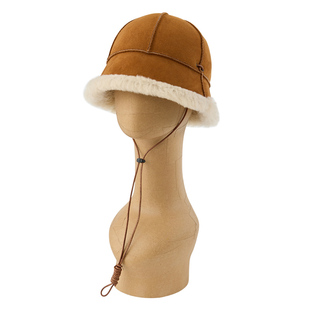户外露营CITY 保暖盆帽防风 WALR羊毛真皮毛一体渔夫帽女士秋冬季