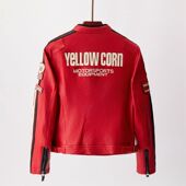 摩旅复古哈雷真皮皮衣女士摩托机车服皮夹克红色小羊皮骑行服外套