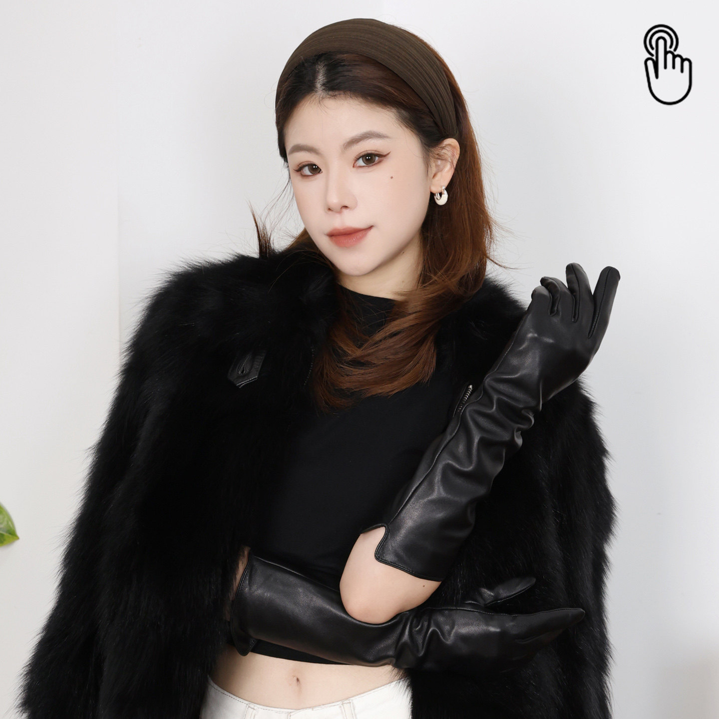宴会季时尚款小羊皮长皮手套女士极简长款薄百搭大牌风时装杂志款
