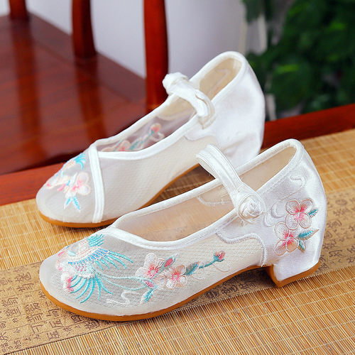 粗跟粗跟古风汉服鞋子旗袍绣花鞋